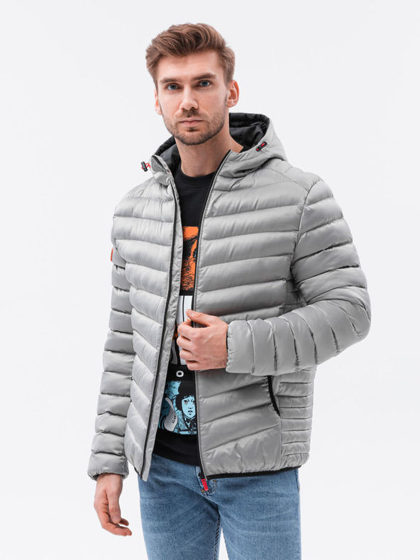 Ombre Clothing Šedá pánská přechodná bunda Ombre Clothing C368