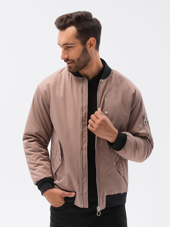 Ombre Clothing Béžový pánský bomber C516