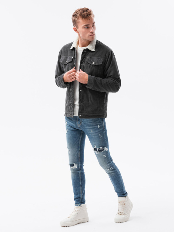 Ombre Clothing Tmavě šedá pánská přechodná bunda Ombre Clothing C524