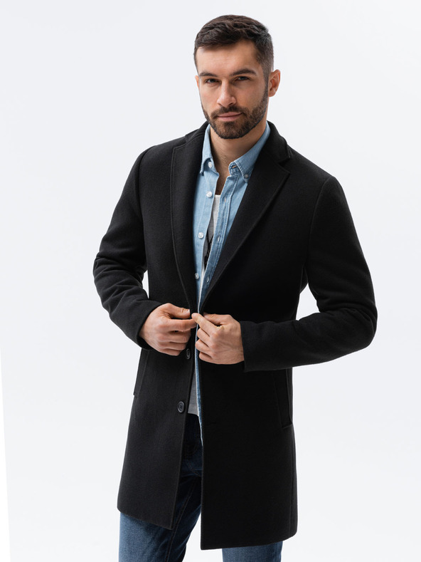 Ombre Clothing Černý pánský lehký kabát Ombre Clothing