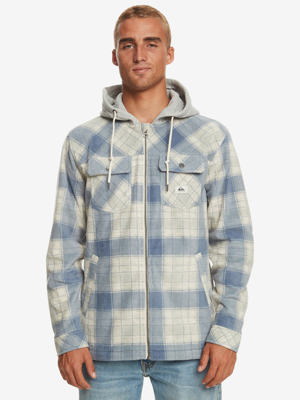 Quiksilver Modro-krémová kostkovaná pánská mikina Quiksilver Super Swell
