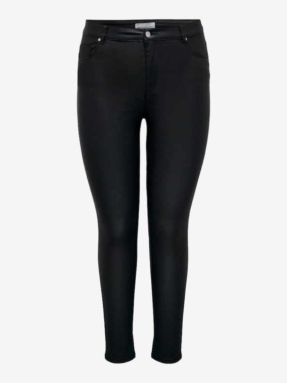 ONLY CARMAKOMA Černé dámské koženkové skinny fit džíny ONLY CARMAKOMA Anne