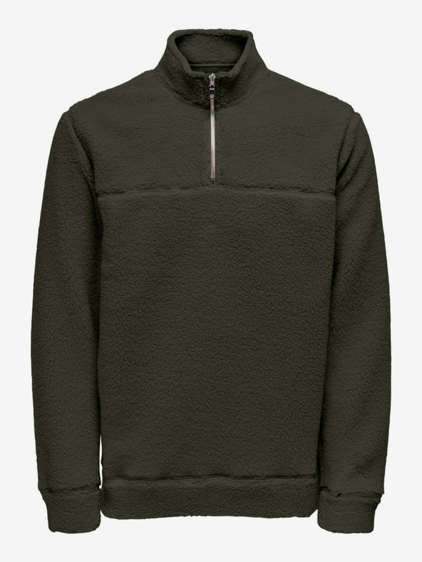 ONLY & SONS Tmavě zelená pánská mikina ONLY & SONS Remy