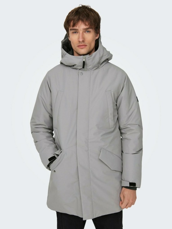 ONLY & SONS Šedá pánská zimní parka ONLY & SONS Carl