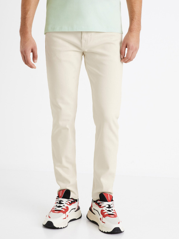 Celio Krémové pánské slim fit džíny Celio C25 Dolasi