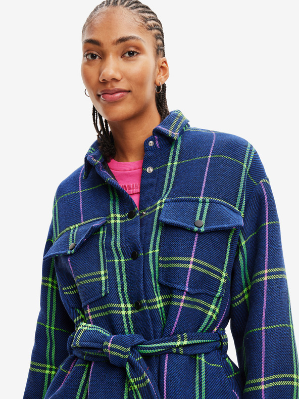 Desigual Modrá kostkovaná košilová bunda Desigual Paris