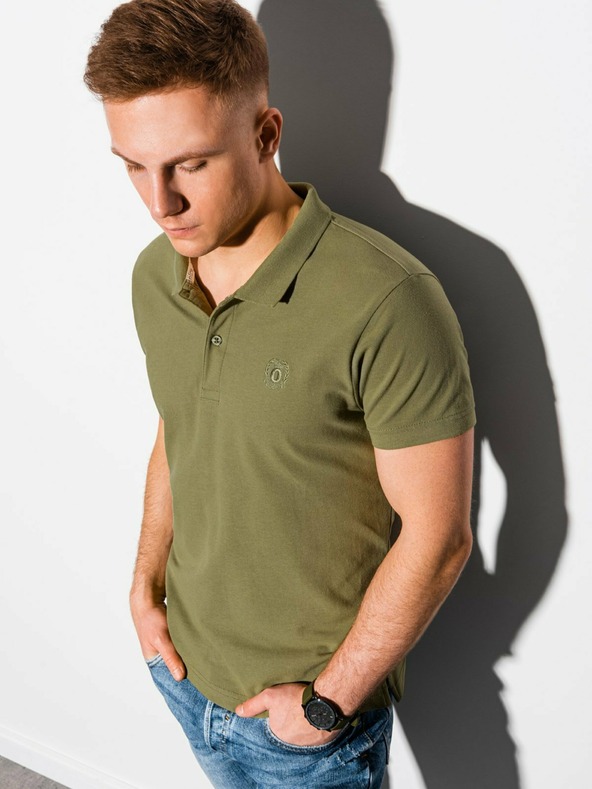 Ombre Clothing Khaki pánské basic polo tričko Ombre Clothing