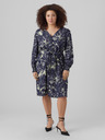 Vero Moda Curve Tmavě modré dámské vzorované košilové šaty VERO MODA Abbi