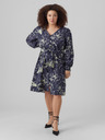 Vero Moda Curve Tmavě modré dámské vzorované košilové šaty VERO MODA Abbi