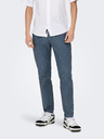 ONLY & SONS Modré pánské chino kalhoty s příměsí lnu ONLY & SONS Mark