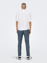 ONLY & SONS Modré pánské chino kalhoty s příměsí lnu ONLY & SONS Mark