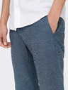 ONLY & SONS Modré pánské chino kalhoty s příměsí lnu ONLY & SONS Mark