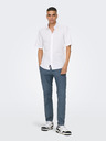 ONLY & SONS Modré pánské chino kalhoty s příměsí lnu ONLY & SONS Mark