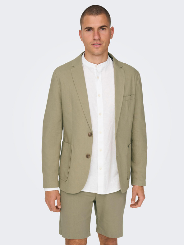 ONLY & SONS Béžové pánské sako s příměsí lnu ONLY & SONS Eve