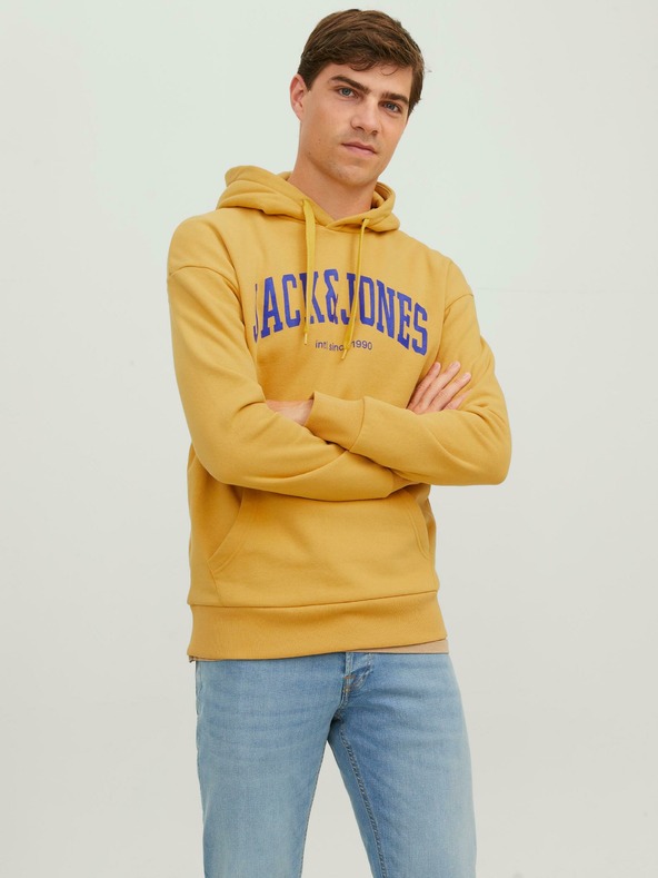 Jack & Jones Hořčicová pánská mikina s kapucí Jack & Jones Josh