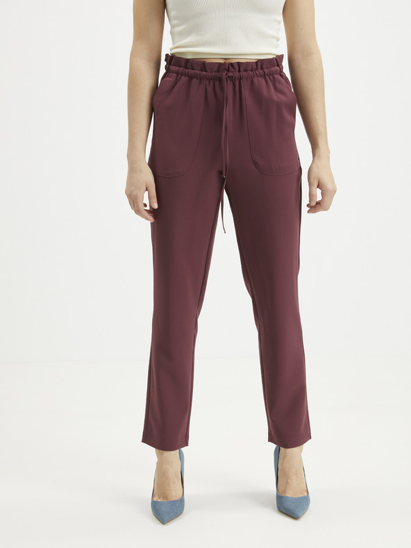 Vero Moda Vínové zkrácené kalhoty VERO MODA-Theressa