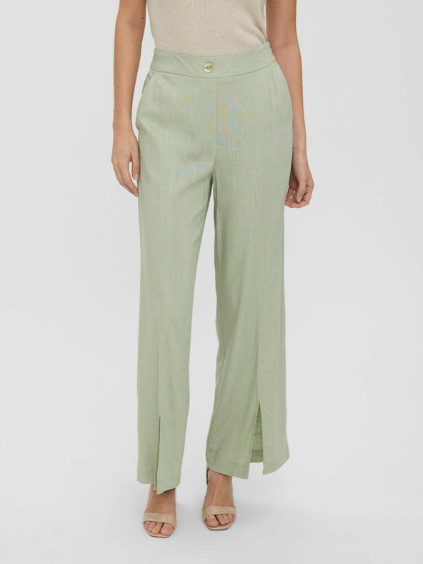 Vero Moda Světle zelené volné kalhoty VERO MODA Josie