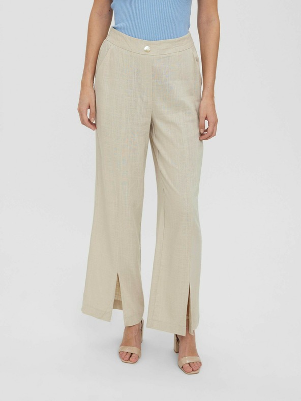 Vero Moda Béžové volné kalhoty VERO MODA Josie
