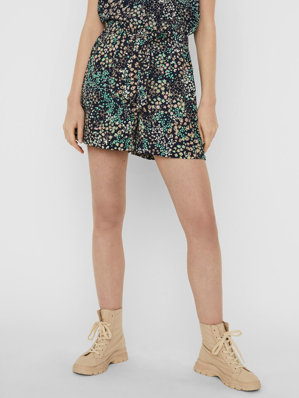 Vero Moda Tmavě modré květované kraťasy VERO MODA Hannah
