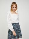 Vero Moda Bílá děrovaná cropped halenka s balonovými rukávy VERO MODA Naima