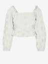 Vero Moda Bílá děrovaná cropped halenka s balonovými rukávy VERO MODA Naima