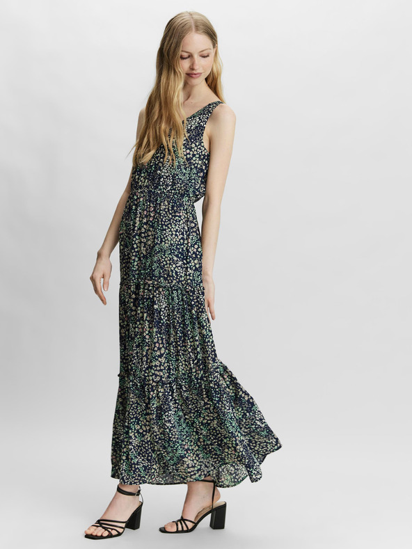 Vero Moda Tmavě modré květované maxišaty VERO MODA Hannah