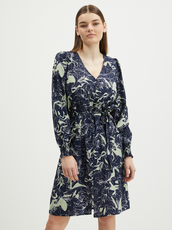 Vero Moda Tmavě modré dámské vzorované košilové šaty VERO MODA Abbi