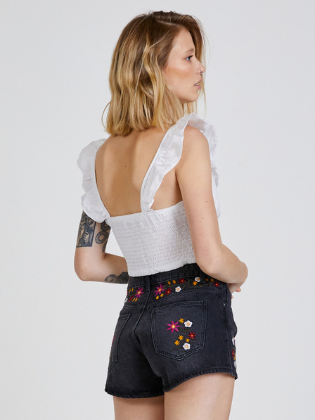 TALLY WEiJL Bílý dámský cropped top s volány TALLY WEiJL