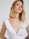 TALLY WEiJL Bílý dámský cropped top s volány TALLY WEiJL
