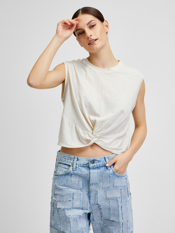 Vero Moda Krémový žíhaný crop top VERO MODA June