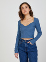 TALLY WEiJL Modré dámské žebrované cropped tričko TALLY WEiJL