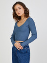 TALLY WEiJL Modrý dámský žebrovaný crop top TALLY WEiJL
