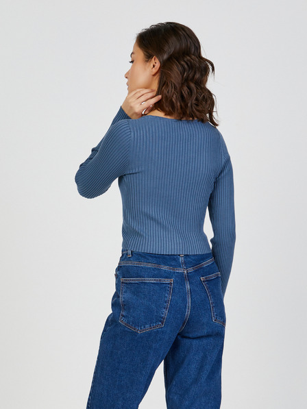 TALLY WEiJL Modrý dámský žebrovaný crop top TALLY WEiJL