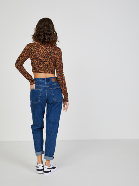 TALLY WEiJL Hnědý crop top se zvířecím vzorem TALLY
