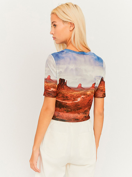 TALLY WEiJL Modro-hnědý průsvitný crop top TALLY WEiJL