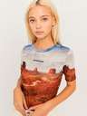 TALLY WEiJL Modro-hnědý průsvitný crop top TALLY WEiJL