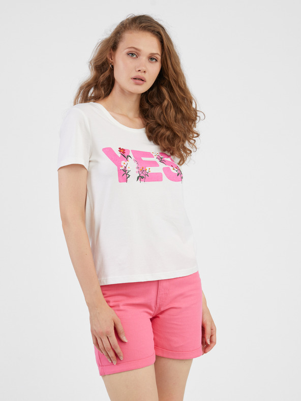 Vero Moda Bílé dámské tričko VERO MODA Uda