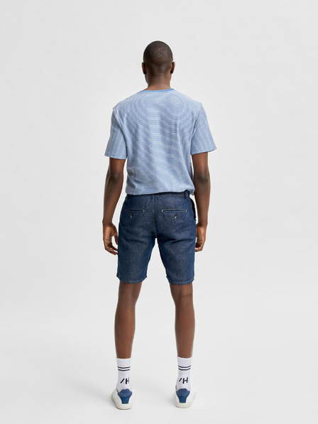 SELECTED Tmavě modré chino kraťasy s příměsí lnu Selected Homme Clay