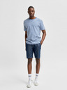 SELECTED Tmavě modré chino kraťasy s příměsí lnu Selected Homme Clay