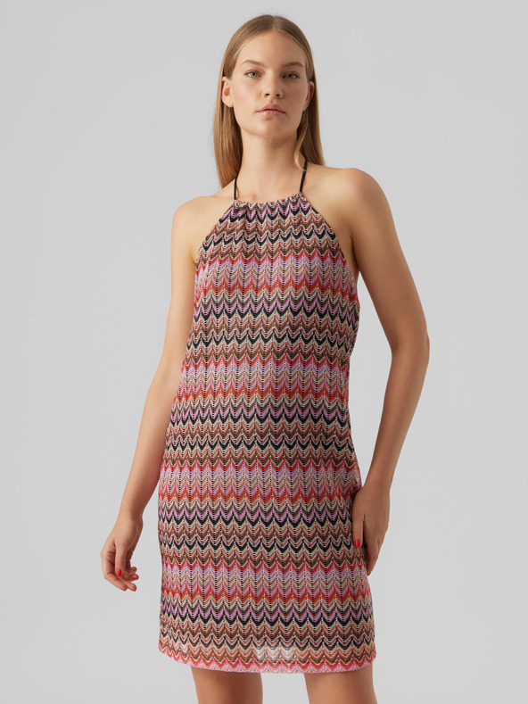 Vero Moda Hnědé dámské vzorované šaty VERO MODA Dicte
