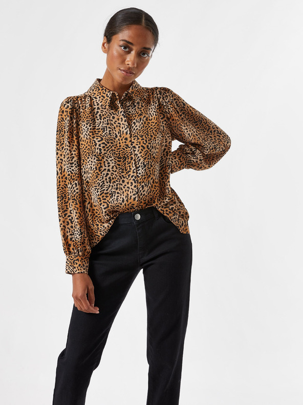 Dorothy Perkins Petite Hnědá halenka s leopardím vzorem Dorothy Perkins Petite