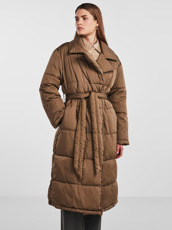 Y.A.S Hnědý dámský prošívaný oversize kabát Y.A.S Luffa