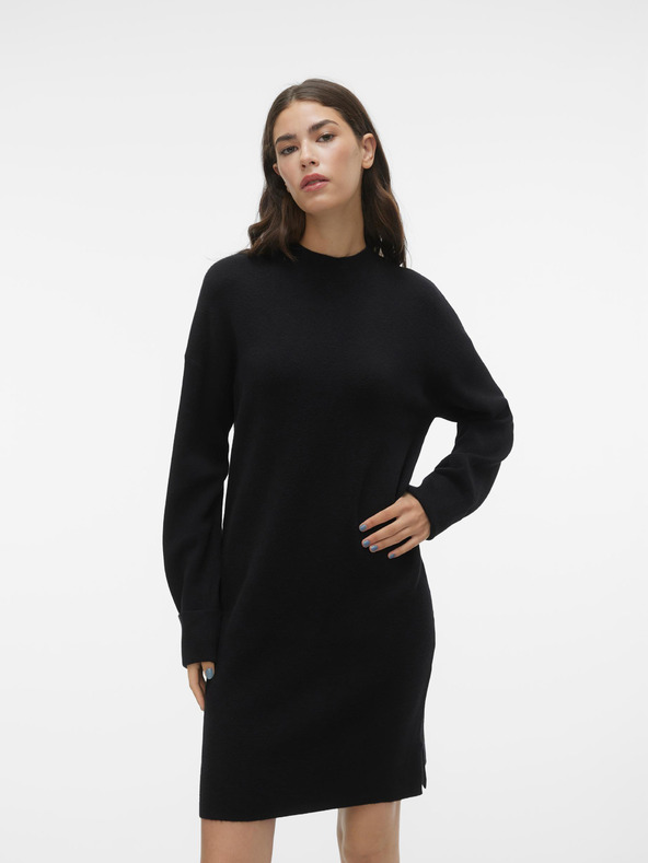 Vero Moda Černé dámské svetrové šaty VERO MODA Goldneedle
