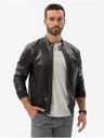 Ombre Clothing Tmavě hnědá pánská koženková bunda Ombre Clothing