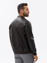 Ombre Clothing Tmavě hnědá pánská koženková bunda Ombre Clothing