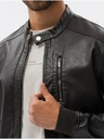 Ombre Clothing Tmavě hnědá pánská koženková bunda Ombre Clothing