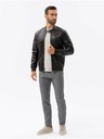 Ombre Clothing Tmavě hnědá pánská koženková bunda Ombre Clothing
