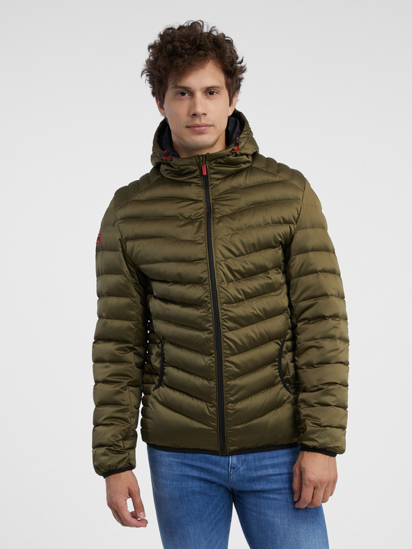 Ombre Clothing Khaki pánská prošívaná lehká bunda Ombre Clothing