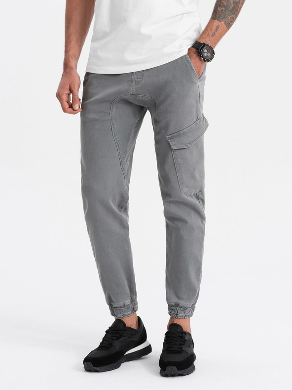 Ombre Clothing Šedé pánské cargo kalhoty Ombre Clothing
