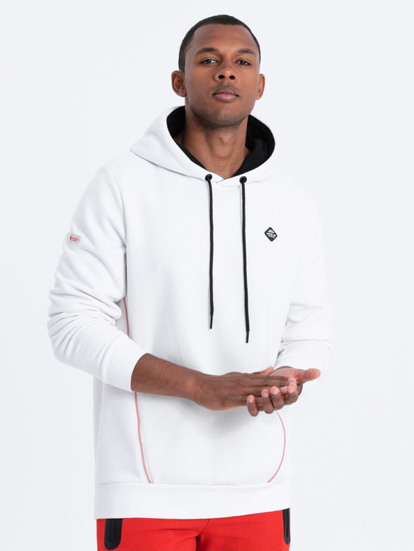 Ombre Clothing Bílá pánská mikina s kapucí Ombre Clothing